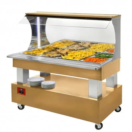 Meilleur Prix Buffet chauffant mural, bain marie,4x GN1/1-150 (Bois Chêne clair)ABM/4N-D1 | Diamond
