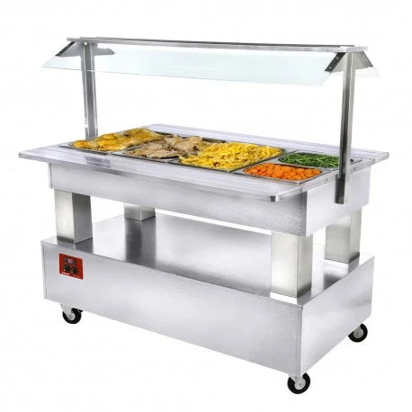 Buffet chauffant, bain marie, 4x GN1/1-150 (Bois Blanc)BBM/4N-A1 | Diamond Offre Limitée
