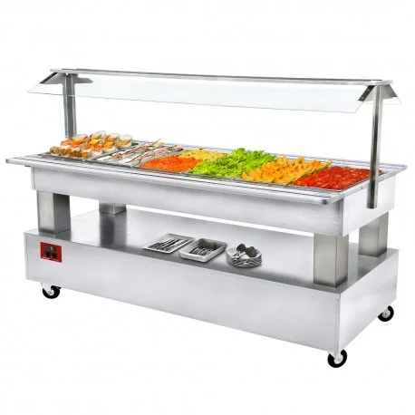 Buffet - Salad bar réfrigéré, 6x GN1/1-150 (Bois Blanc)BSB/6N-A1-R2 | Diamond Marque