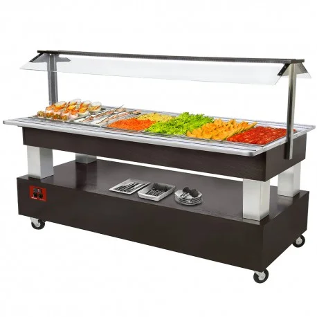 Buffet - Salad bar réfrigéré, 6x GN 1/1-150 (bois Wengé)BSB/6N-B1-R2 | Diamond Marque
