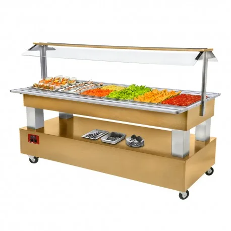 Commande En Gros Buffet - Salad bar réfrigéré, 6x GN 1/1-150 (Bois Chêne clair)BSB/6N-D1-R2 | Diamond