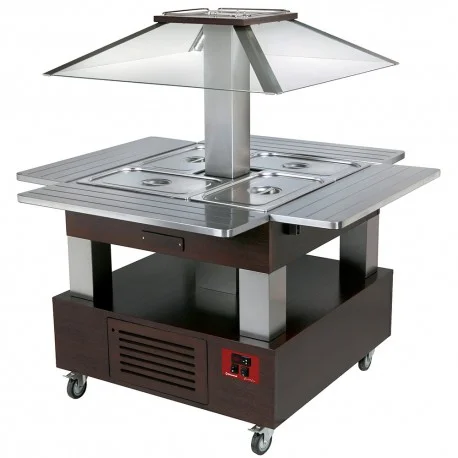Achat Immédiat Ilot buffet - Salad bar, réfrigéré, 4x GN1/1-150 (Bois Wengé)CSB/4D-B1-R2 | Diamond