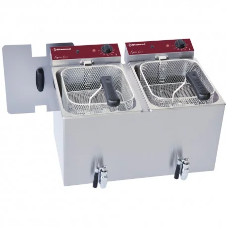 Friteuse de table électrique 2x 8 litres + robinet de vidangeF8E/D2 | Diamond Dernier Modèle
