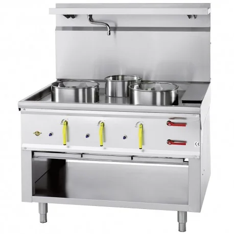 Fourneau wok 3 brûleurs avec rideau d'eauASIA2-C3R/11 | Diamond Marque