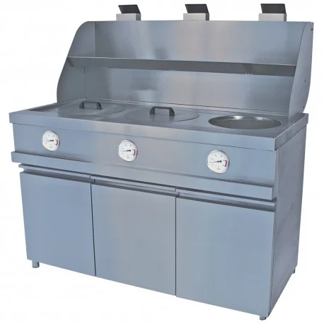 Réduction Friteuse gaz HEAVY DUTY, 3 cuves rondes, mécaniqueMECA-FRYER/3B | Diamond