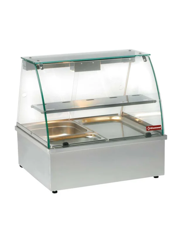 Vitrine chauffante, bain-marie 2x GN 1/1, panoramique Vente Flash