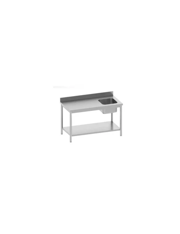 Table de chef adossée avec étagère - 1 bac droite Bon Marché