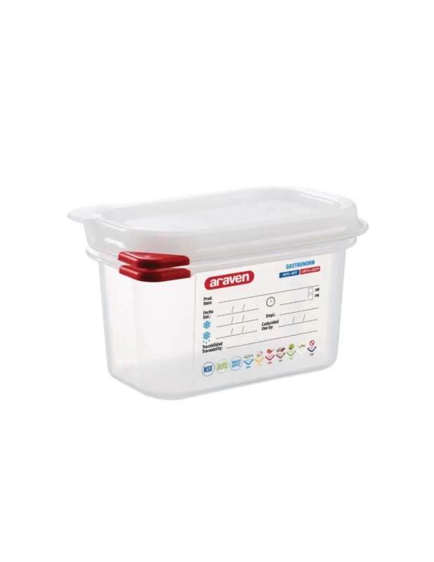 Bac hermétique GN1/9- Hauteur 100 mm - Polypropylène Certifié