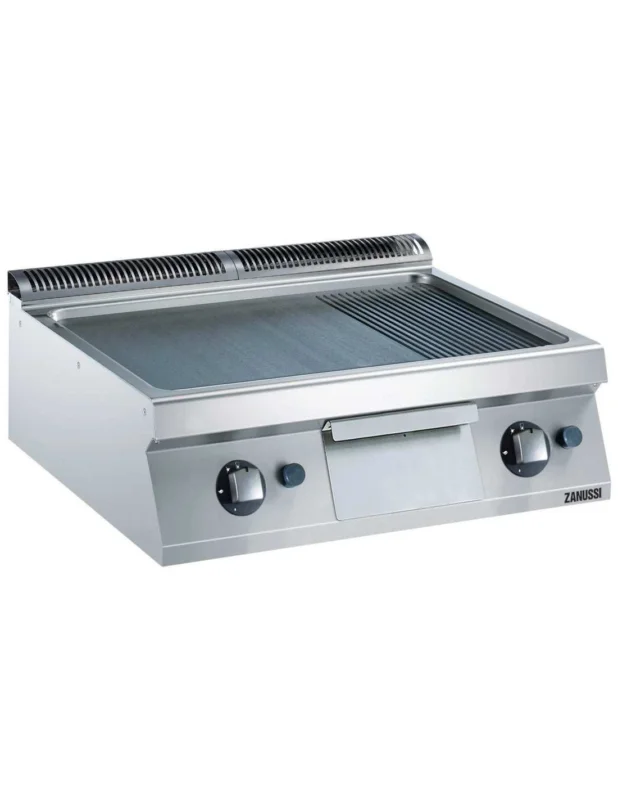 Prix Choc Grillade Gaz - Plaque 2/3 lisse - 1/3 nervuré chrome