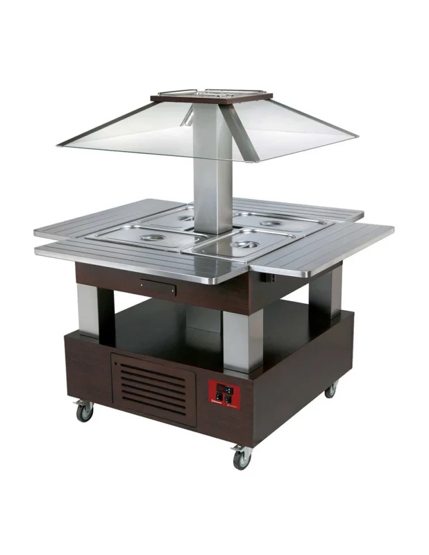 Super Prix Ilot buffet - Salad bar, réfrigéré, 4x GN1/1-150 (Bois Wengé)