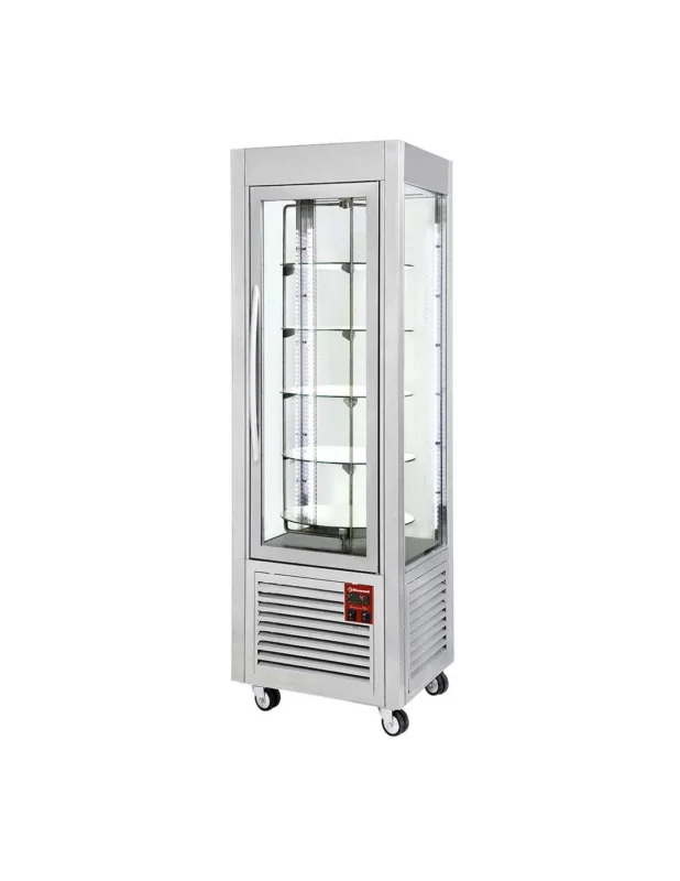 Vitrine panoramique, 5 plateaux tournants, 360 LT, inox. Acheter Direct