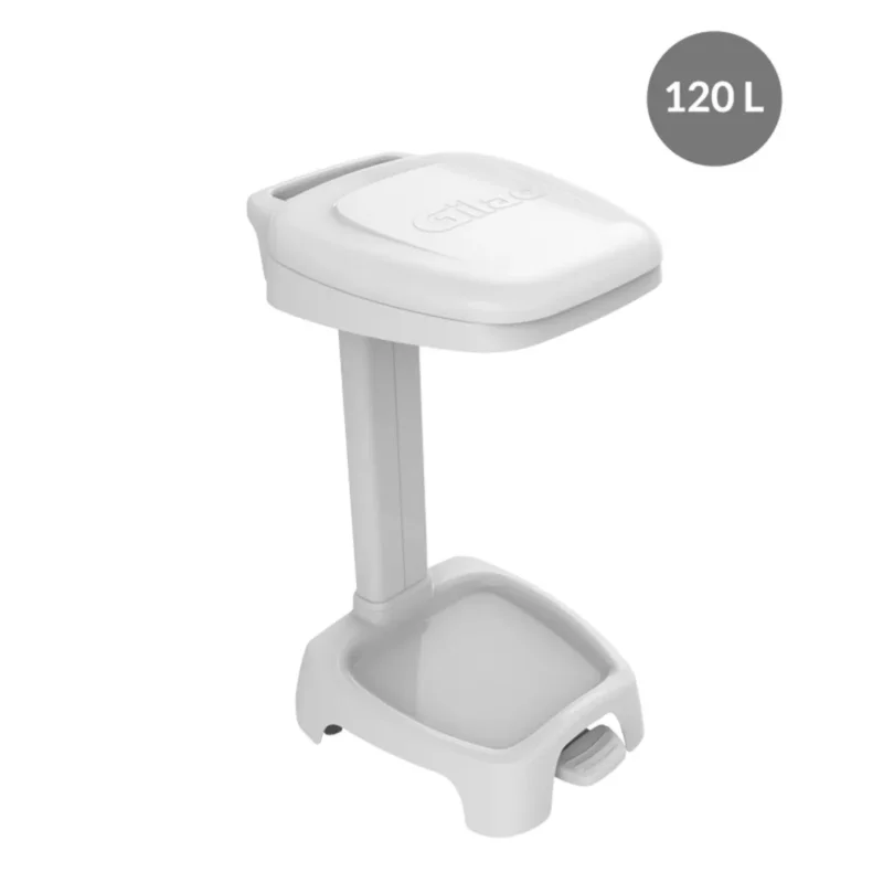 Certifié Support sac poubelle plastique 120 L blanc Gilac