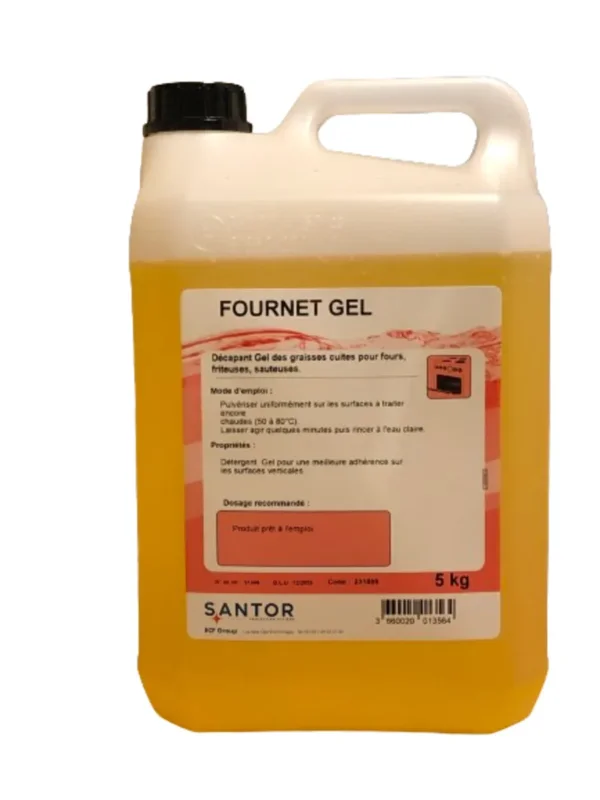 Détergent dégraissant gel alcalin pour le décapage des graisses cuites 5 KG Fournet Santor Prix Promo