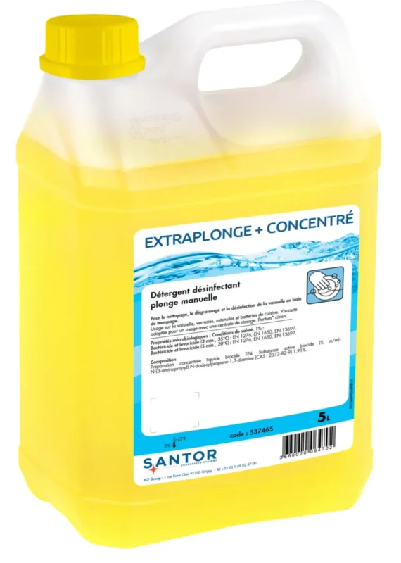 Liquide vaisselle à la main désinfectant 5 L Extraplonge + Concentre Santor Seulement Aujourd’hui