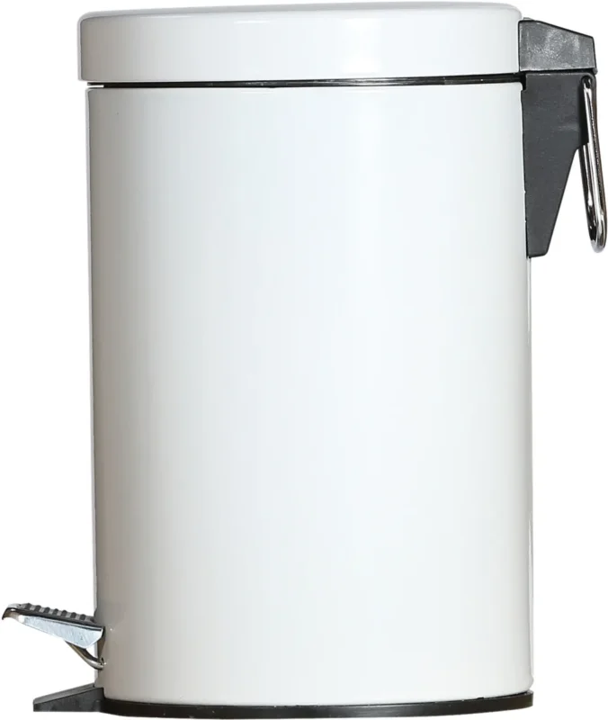 Poubelle à pédale rond blanc acier Probbax Prix Choc