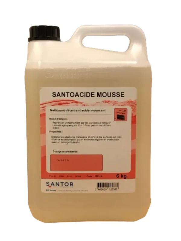 Détergent acide moussant 6 KG Santoacide Mousse Santor Livraison Express
