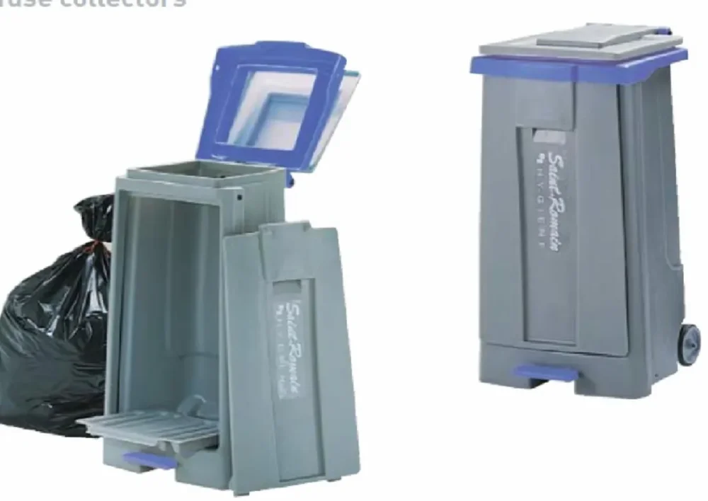 Collecteur à pédale plastique 130 L gris Sk130 Saint Romain Pas Cher