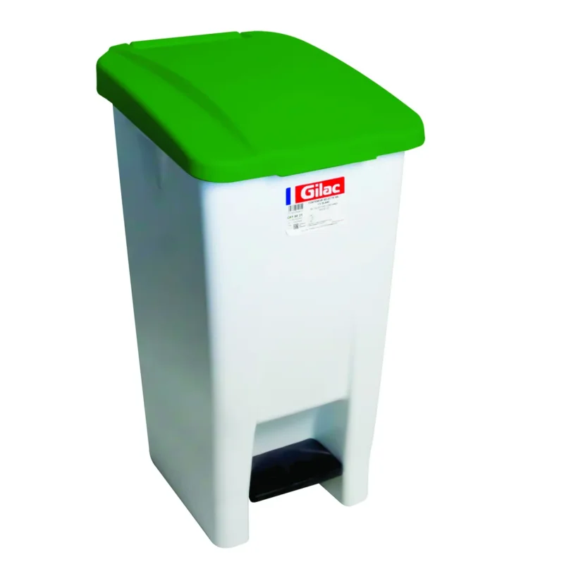 Collecteur à pédale plastique 60 L blanc Gilac Livraison Express