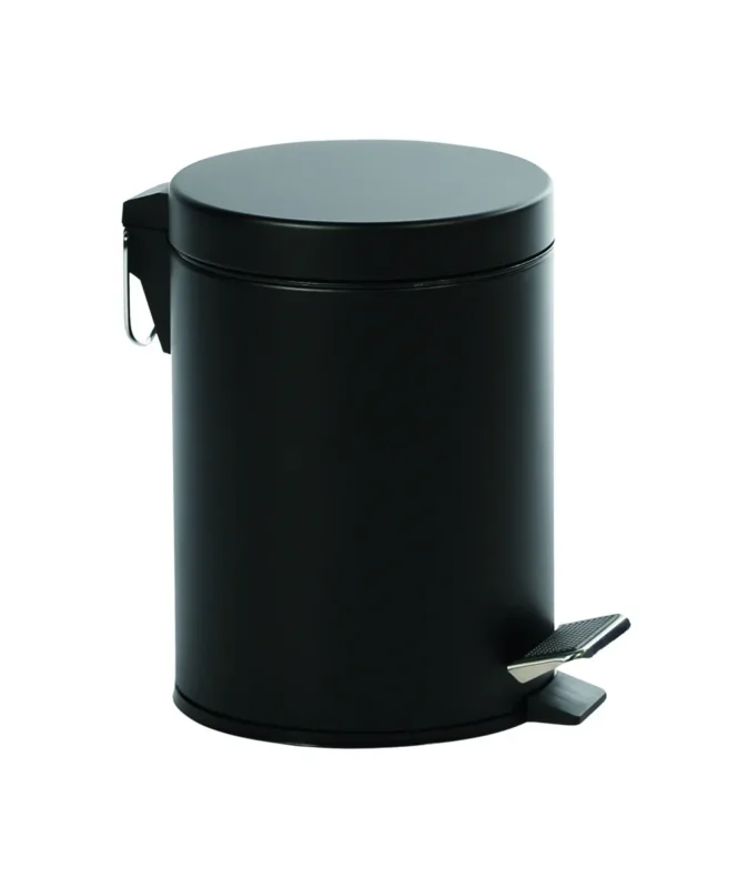 Poubelle à pédale rond noir mat métal Probbax Solde