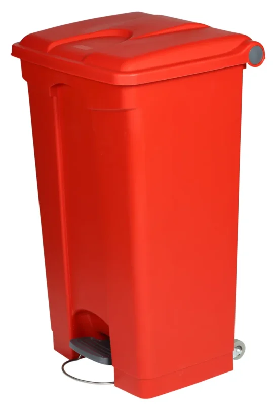 Quantité Limitée Collecteur à pédale plastique 90 L rouge Probbax