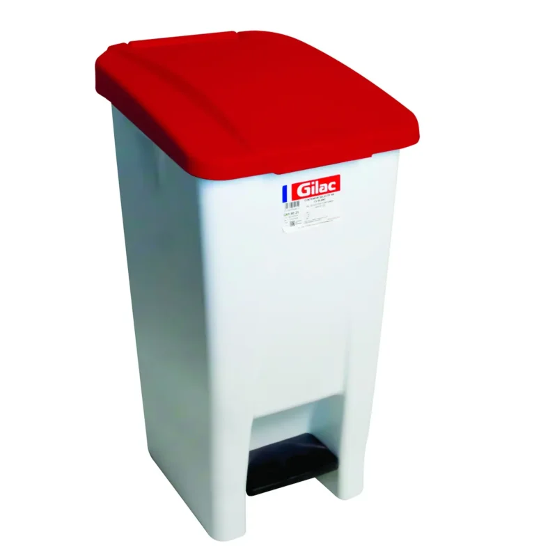 Collecteur à pédale plastique 60 L blanc Gilac Haute Qualité