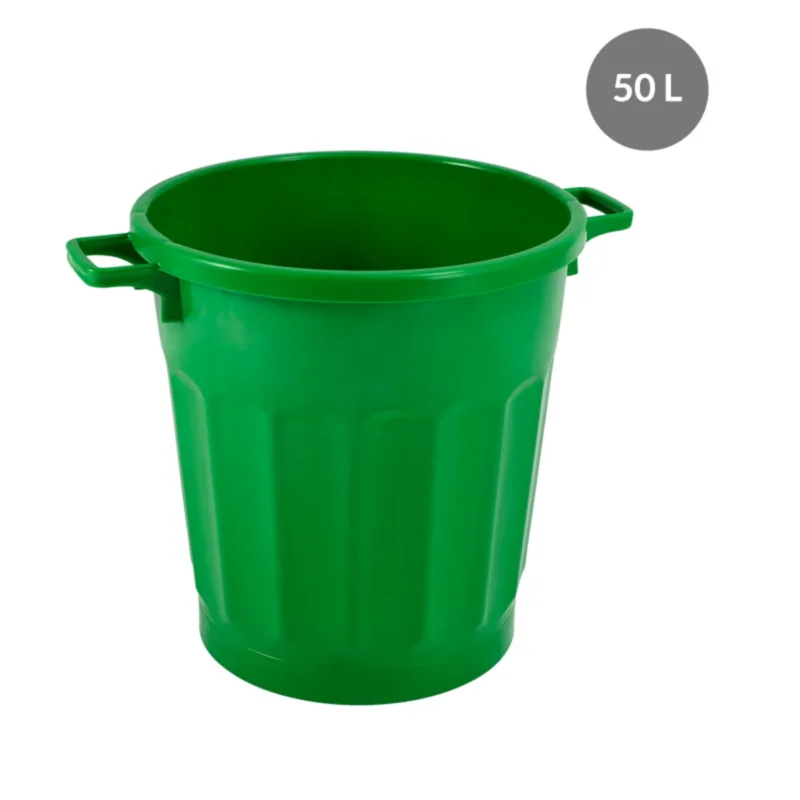 Conteneur Sans couvercle vert plastique Ø 47,5 cm 60x47,5x46,5 cm 50 L fond plein parois pleines Gilac Livraison Express