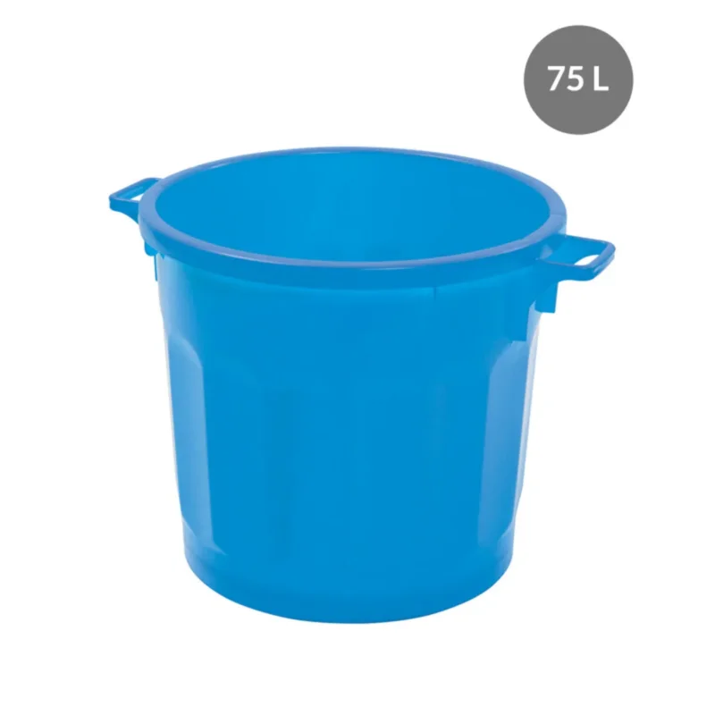 Conteneur Sans couvercle bleu plastique Ø 54 cm 67x54x48,5 cm 75 L fond plein parois pleines Gilac Vente Directe