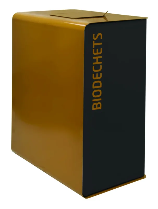 Borne de tri sélectif biodéchets 2 x 20L acier 40 L gris Cubatri Rossignol Remise