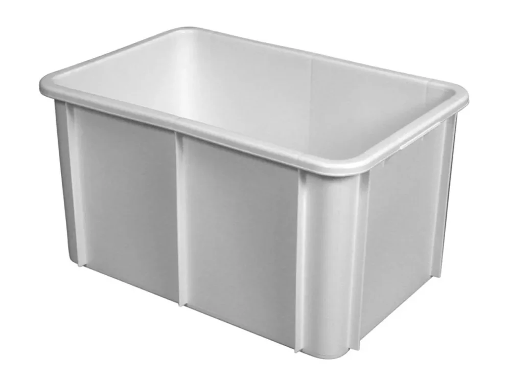 Dernière Chance Bac Sans couvercle blanc plastique 60x40x31,5 cm 55 L fond plein parois pleines Gilac
