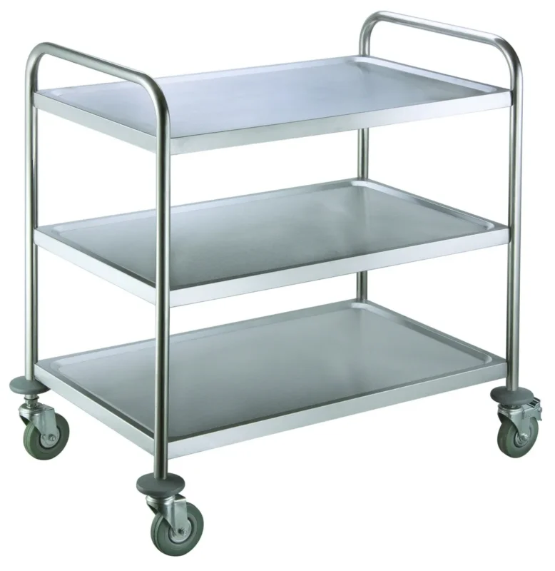 Prix Réduit Chariot de service inox 3 niveaux 85,5x53,5x92,5 cm 120 kg Pro.cooker