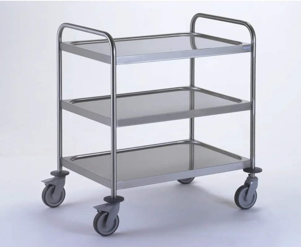 Pas Cher Chariot de service inox 3 niveaux 109,5x69,5x96 cm 150 kg Tournus
