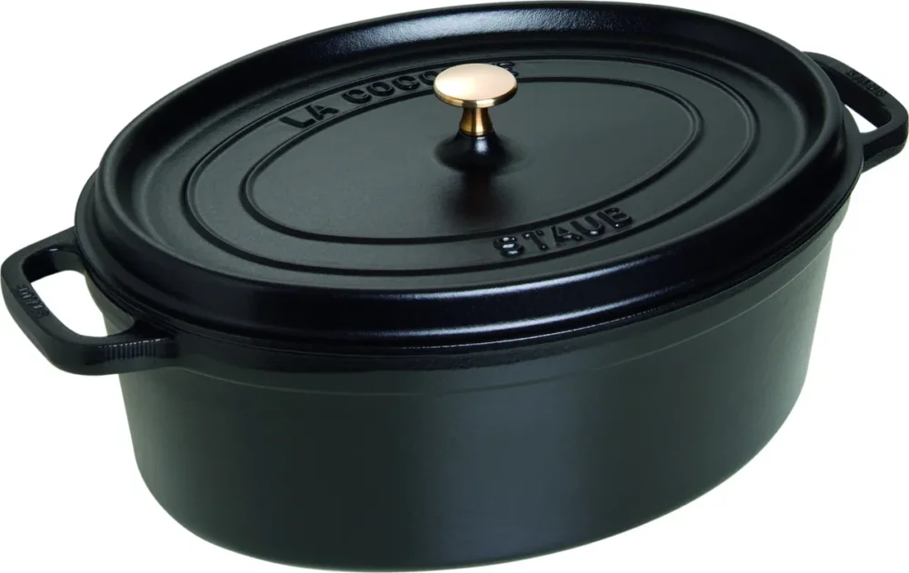 Meilleure Vente Cocotte fonte d'acier Sans revêtement Avec couvercle 37x28x18 cm 8 L Staub