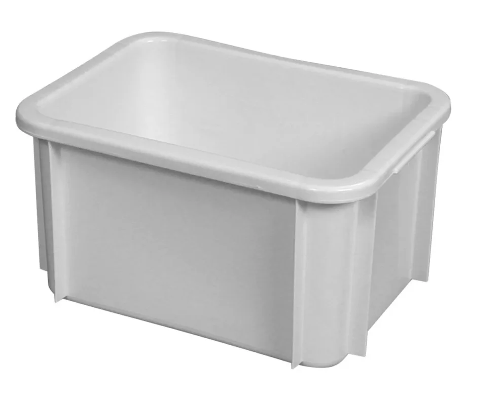 Petit Prix Bac gerbable Sans couvercle blanc plastique 40x30x21,5 cm 15 L fond plein parois pleines Gilac