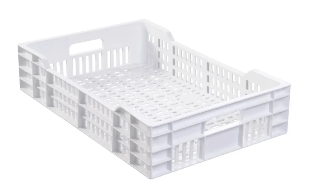 Caisse ajourée Sans couvercle blanc plastique 60x40x13,5 cm 25 L fond ajouré parois ajourées Gilac Paiement Sécurisé