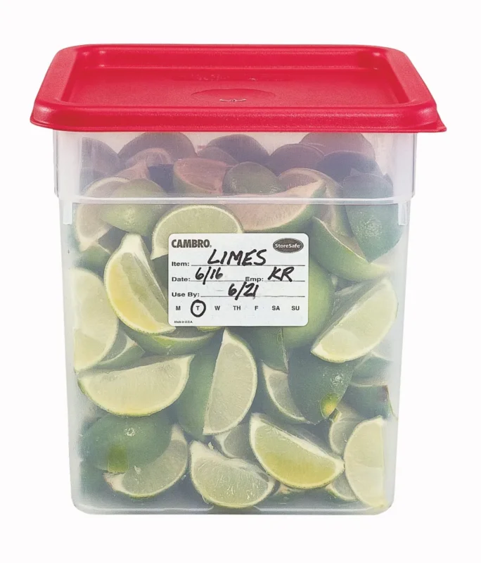 Boîte distributrice de 250 étiquettes de traçabilité alimentaire hydrosolubles papier 7,6x5 cm Non repositionnable Non décollable Storesafe Cambro (250 pièces) Dernière Chance