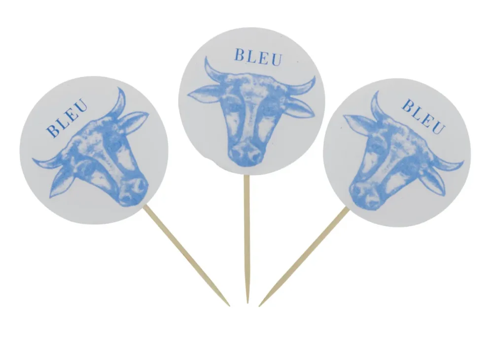 Piques à steak "bleu" 6,5 cm Earth Essentials (100 pièces) Quantité Limitée