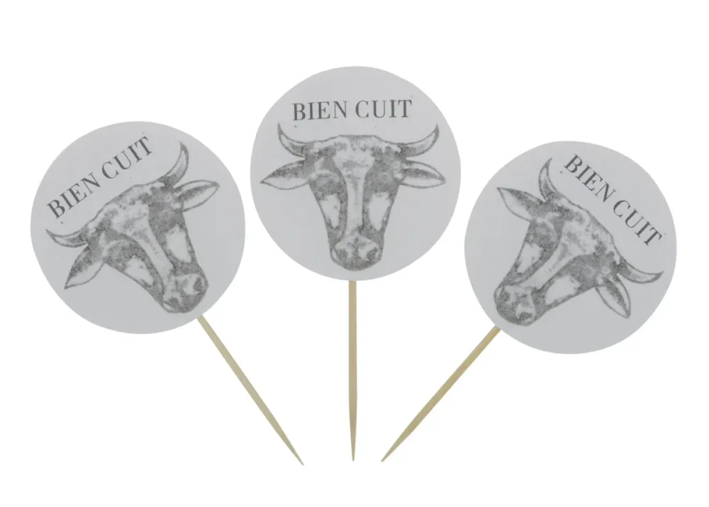 Piques à steak "bien cuit" 6,5 cm Earth Essentials (100 pièces) Dernier Modèle