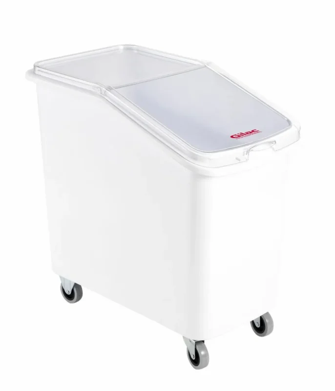 Retour Gratuit Bac à ingrédients plastique blanc 72,5x41x67,5 cm 100 L Avec couvercle Avec roues Gilac