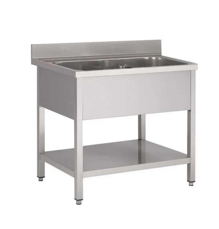 Offre Exclusive Plonge 1 grand bac inox 120 cm x 87 cm Avec dosseret Avec étagère Proinox