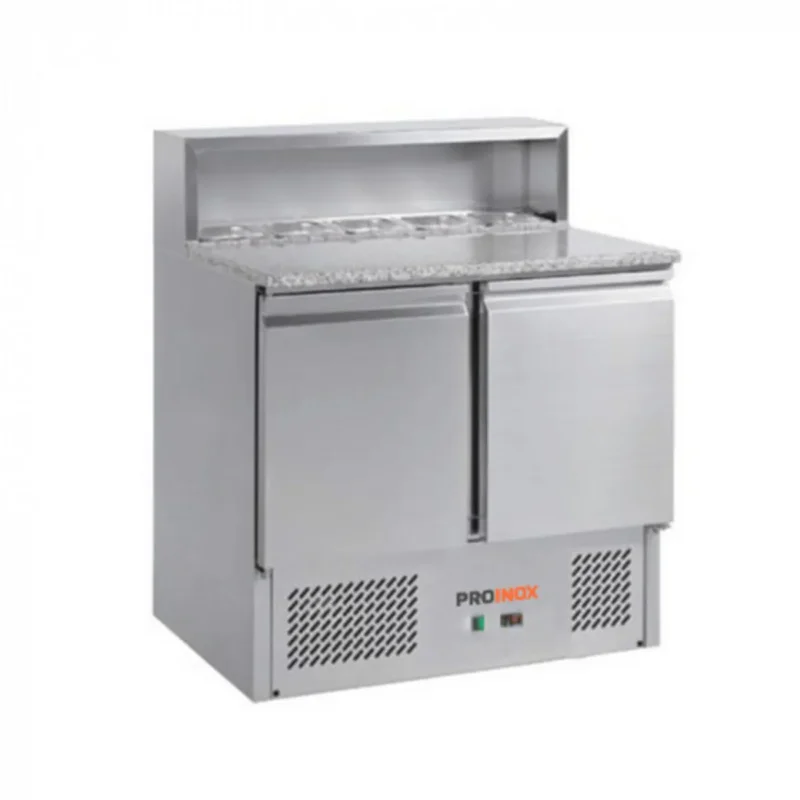 Table pizza réfrigérée 2 portes pleines GN1/1 froid positif 288 L 2 grilles Proinox Nouvel Arrivage