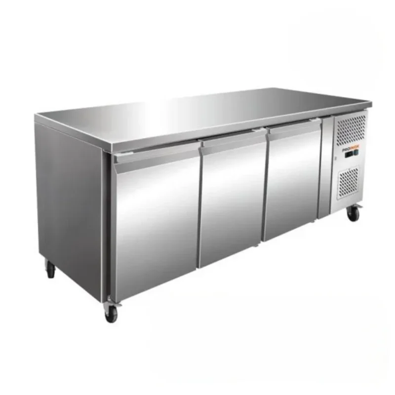 Table centrale réfrigérée tropicalisée à 3 portes pleines 386 L 3 grilles Proinox Réduction