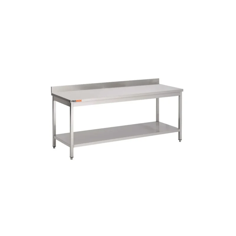 Solde Table inox 60 cm x 85 cm Avec dosseret Avec étagère Proinox
