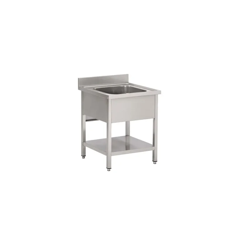 Meilleur Prix Plonge 1 bac inox 60 cm x 85 cm Avec dosseret Avec étagère Proinox