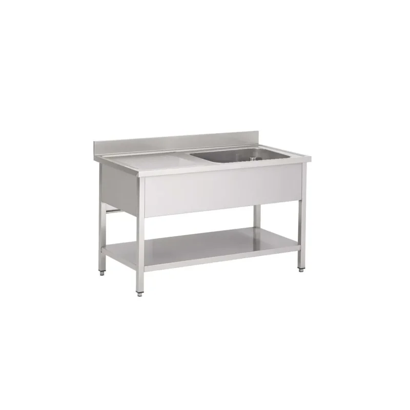 Solde Plonge 1 bac inox 100 cm x 85 cm Avec dosseret à droite Avec étagère Proinox
