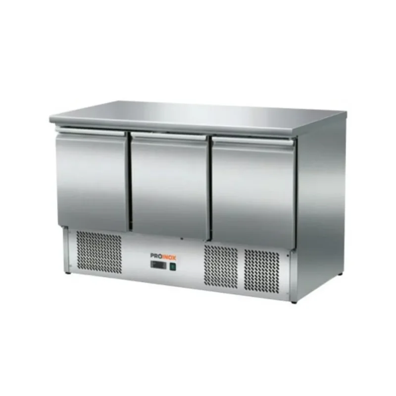 Table réfrigérée 3 portes pleines sur groupe pose centrale froid positif 260 L 3 grilles Proinox Pas Cher