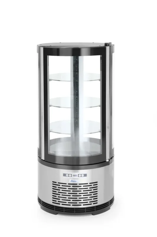 Meilleure Vente Vitrine refrig patiss. ronde 100l argent froid positif 100 m³/h 4 niveaux Hendi