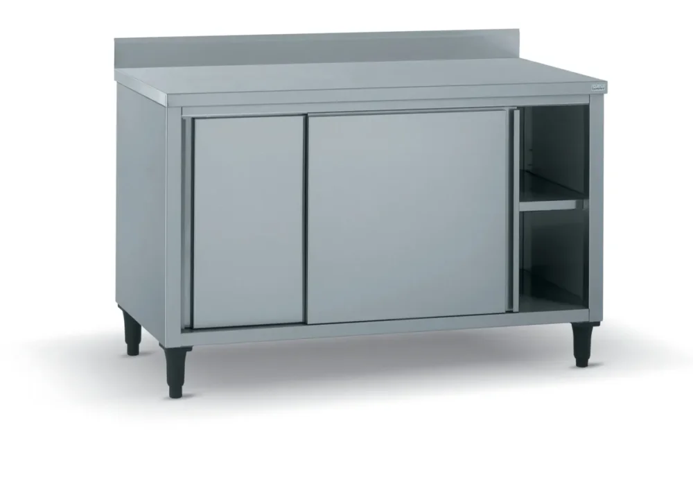 Meuble bas inox 120x70x90 cm Avec dosseret Avec étagère Tournus Nouveauté