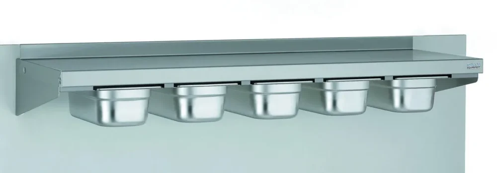 étagère murale inox 120x40x15 cm 1 niveaux Avec dosseret 100 kg Tournus Authentique