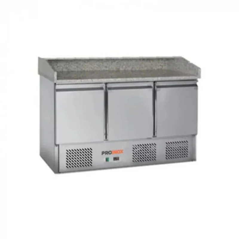 Table à pizzas 3 portes avec dessus en granit froid positif 260 L 3 grilles Proinox Livraison Gratuite