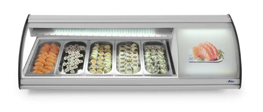 Vitrine sushi refrig 63l 5x gn 1/3 gris froid positif 5 bac(s) 5 niveaux Hendi Prix Choc